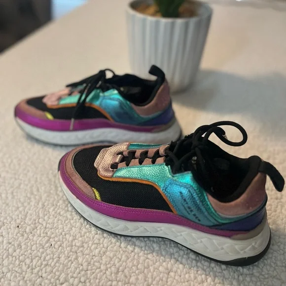 Kurt Geiger Black and Pink Multicolor Sneakers - Picture 1 of 7